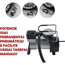 Compressor Veicular De Ar Portátil 12V Com Manômetro Encher Pneu Bike Carro Onibus 3 Bicos P Inflar