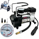 Compressor Veicular De Ar Portátil 12V Com Manômetro Encher Pneu Bike Carro Onibus 3 Bicos P Inflar
